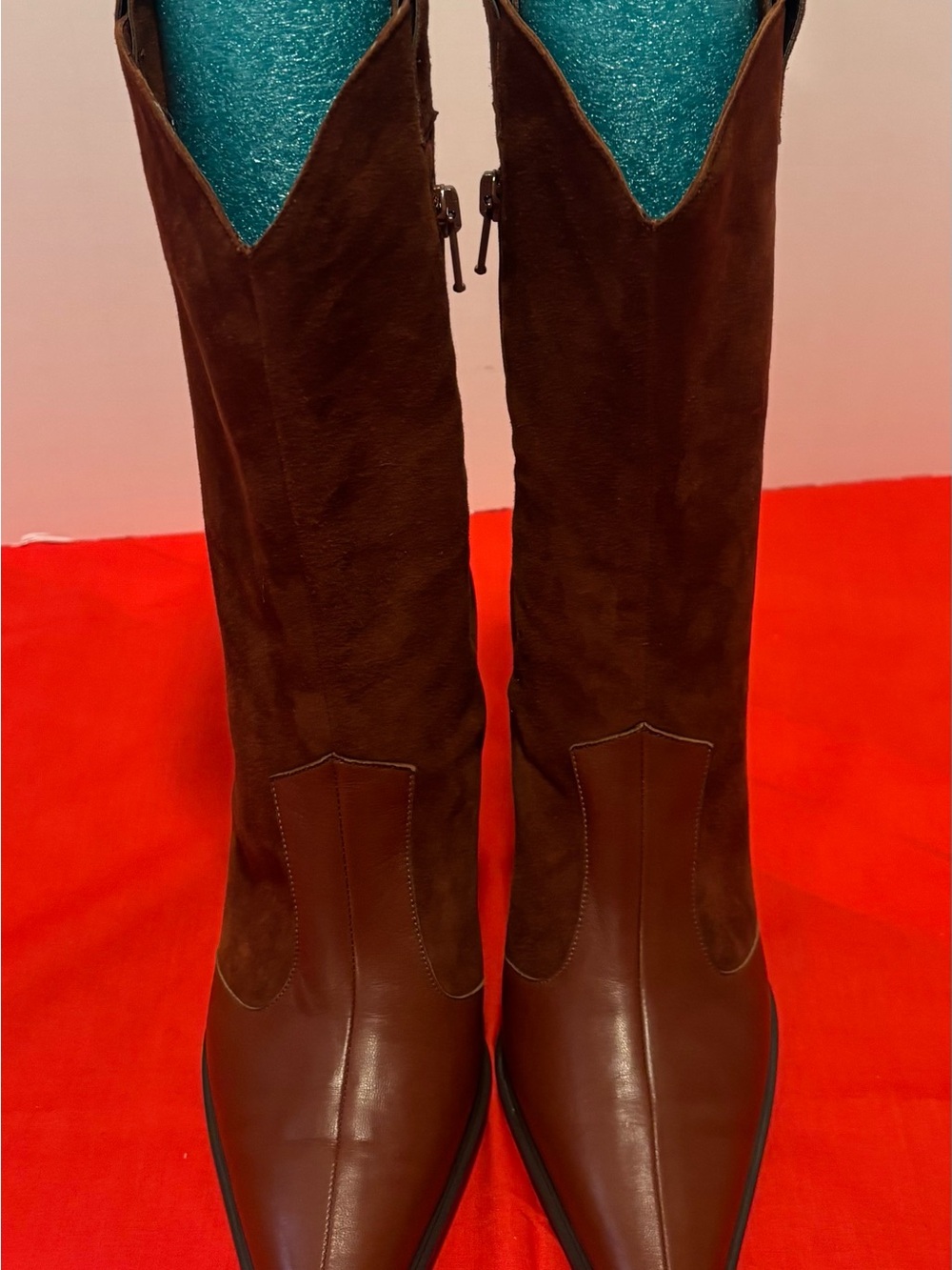 Andrea Pfister  Made in Italy Brown Over-the-Knee Leather & Suede Boots